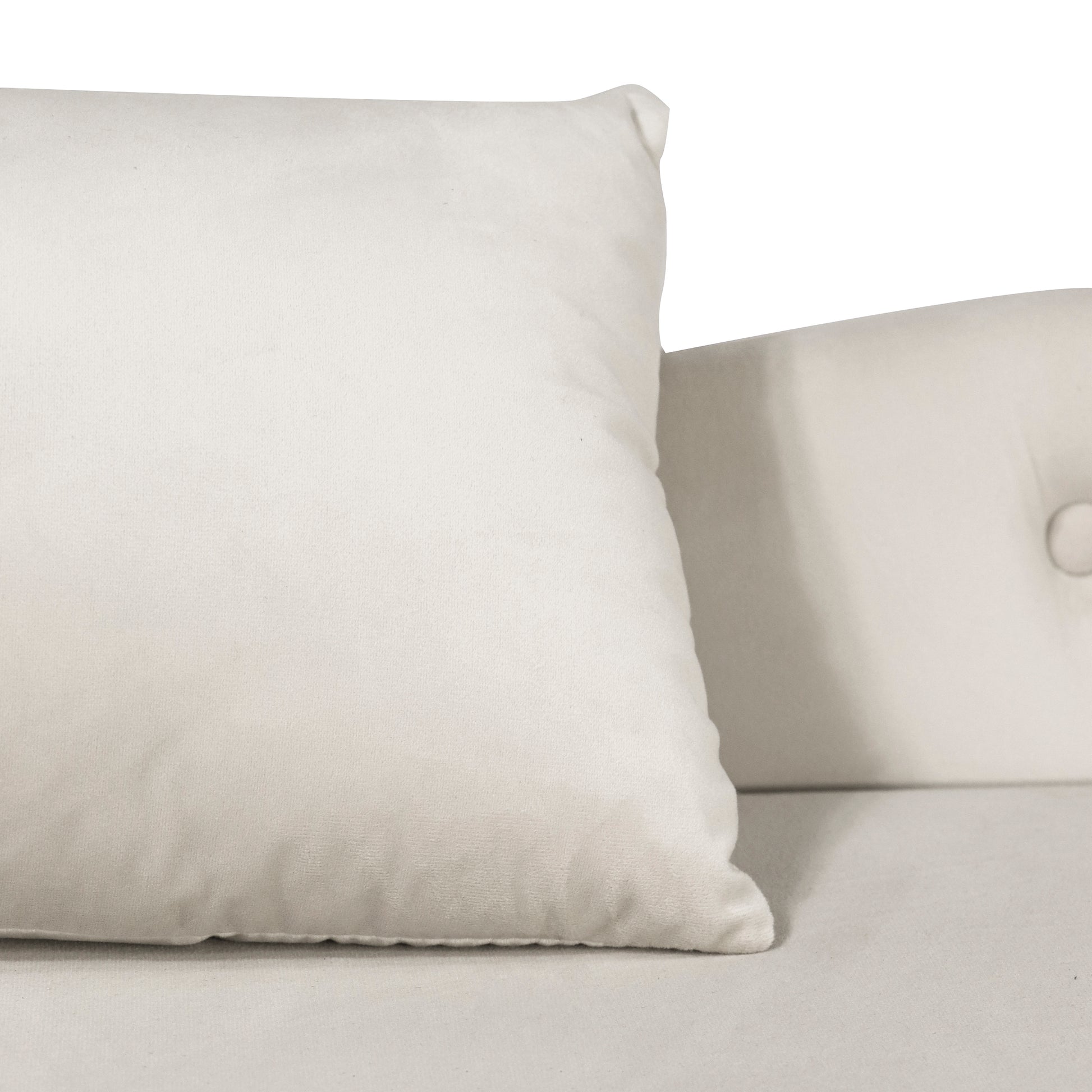 Plush cream velour throw pillow with tufted accent perfect for living room decor