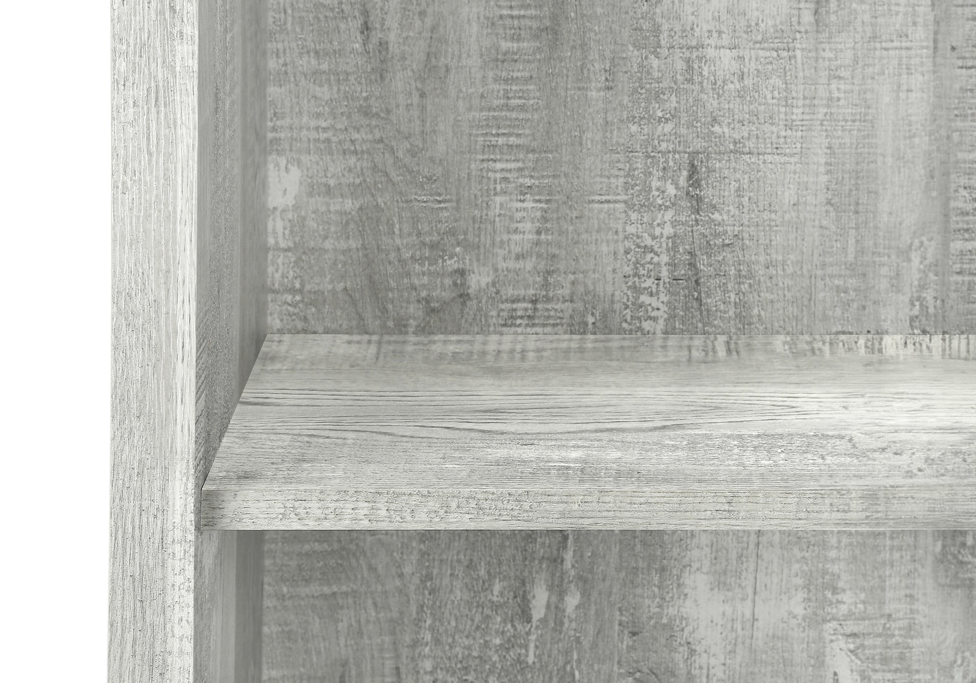 Light gray distressed wood shelf detail for rustic furniture