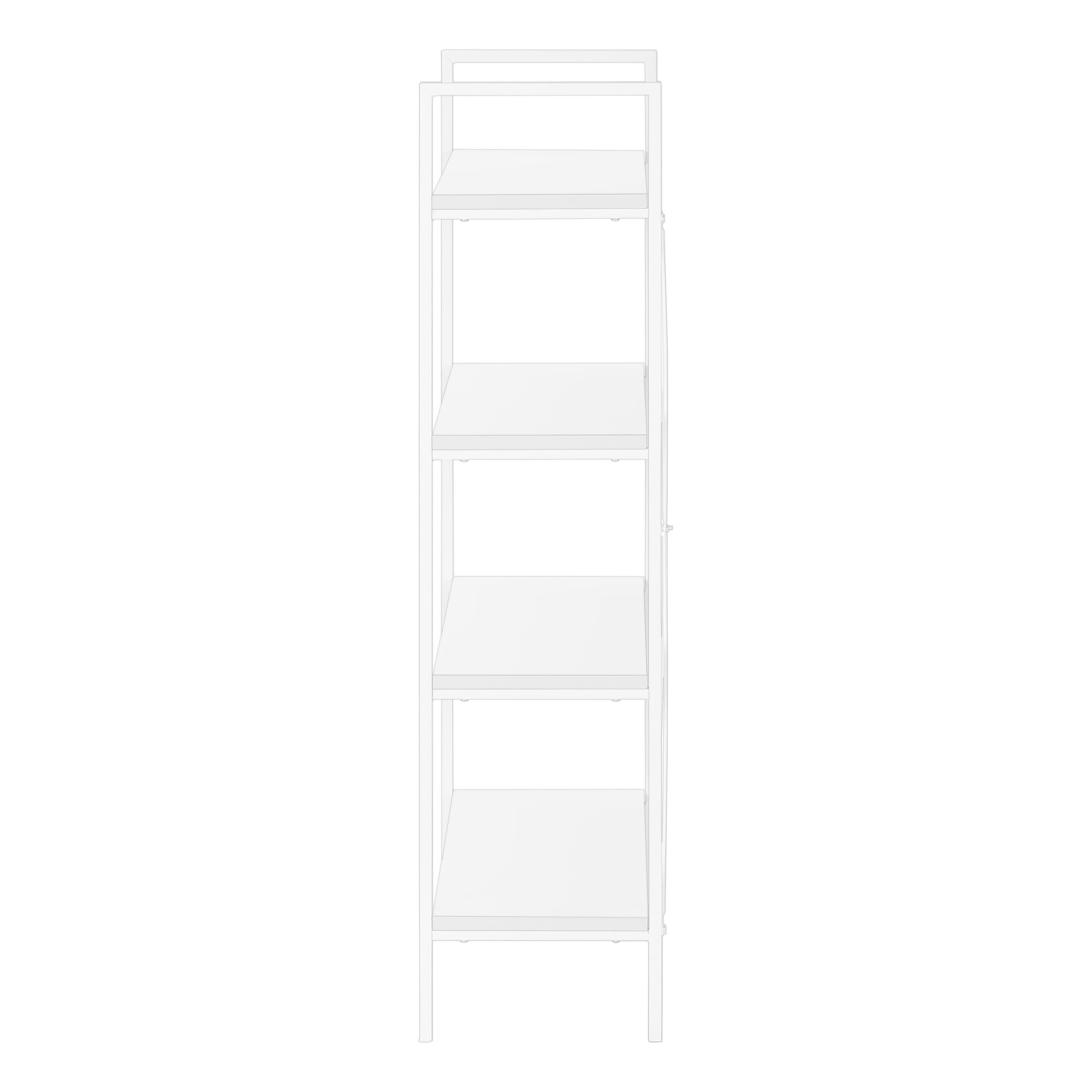 White fivetier ladder bookshelf with minimalist metal frame
