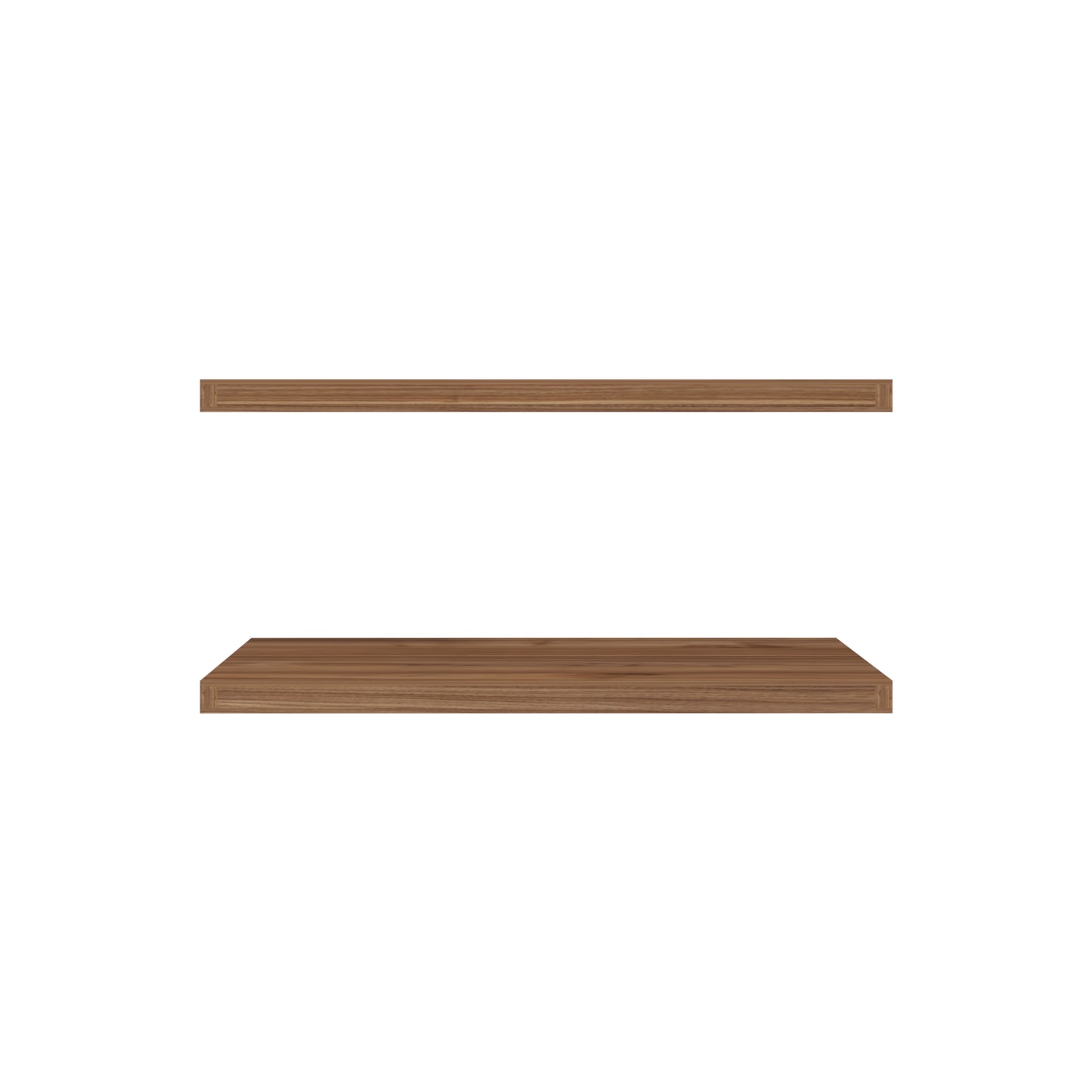 Floating walnut shelf with clean lines