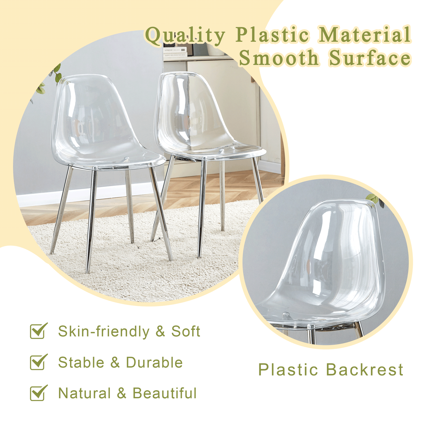 Clear acrylic dining chair with chrome legs