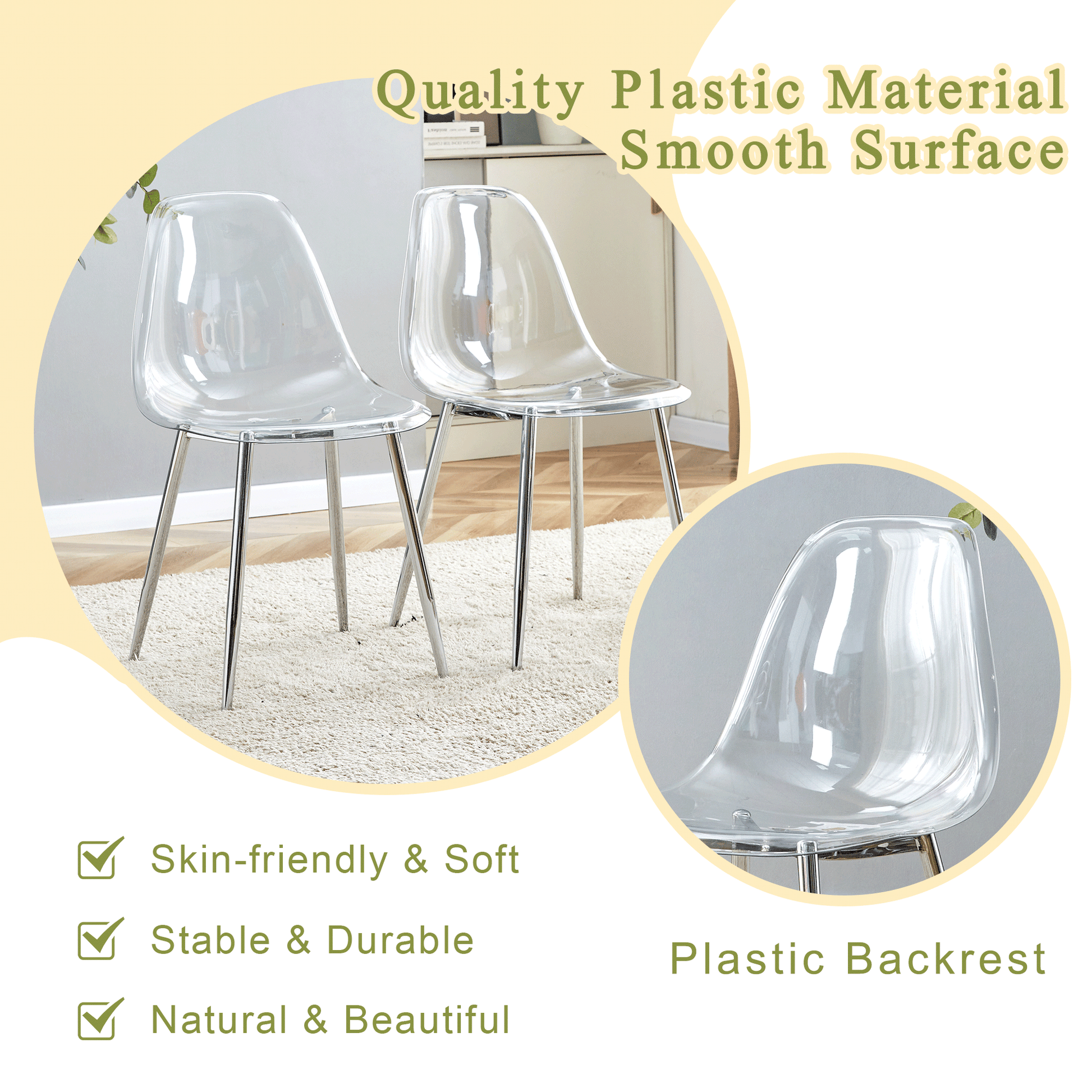 Clear acrylic dining chair with chrome legs