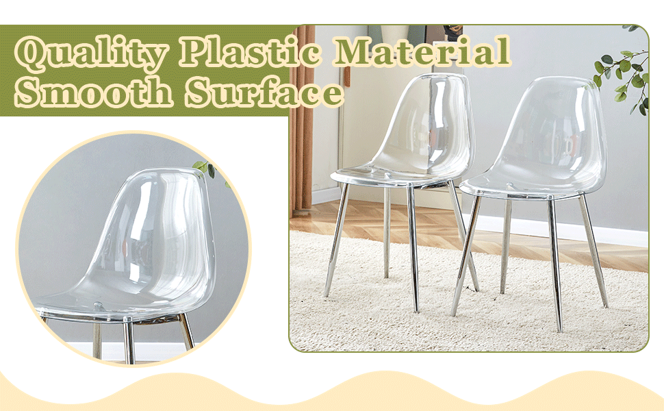 Clear acrylic dining chair with polished chrome legs