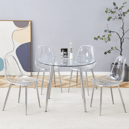 Clear acrylic dining chair with chrome legs