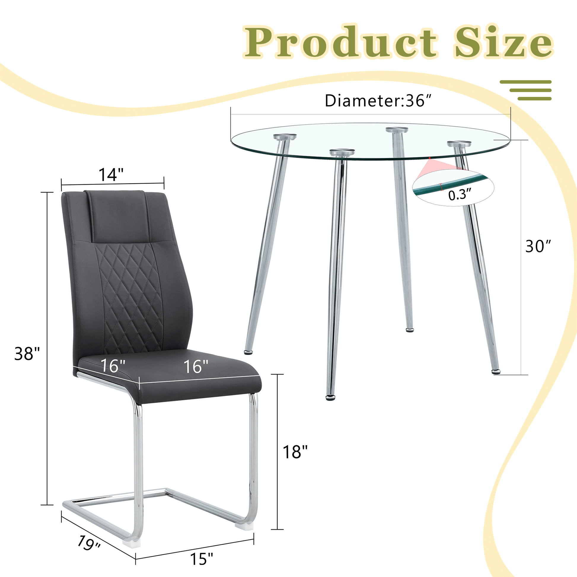 Black faux leather dining chair with diamond stitching and chrome legs