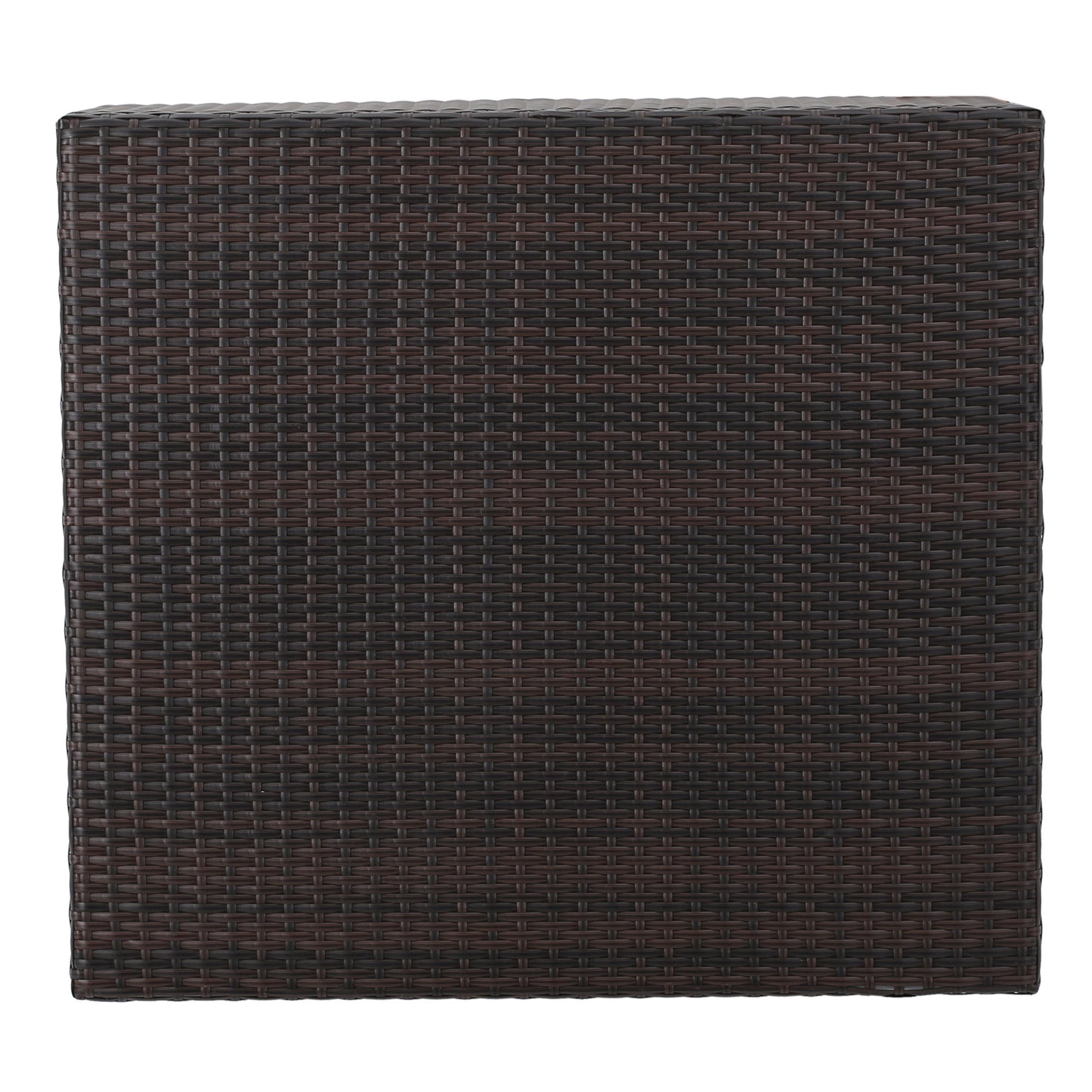 Dark brown woven plastic cube ottoman