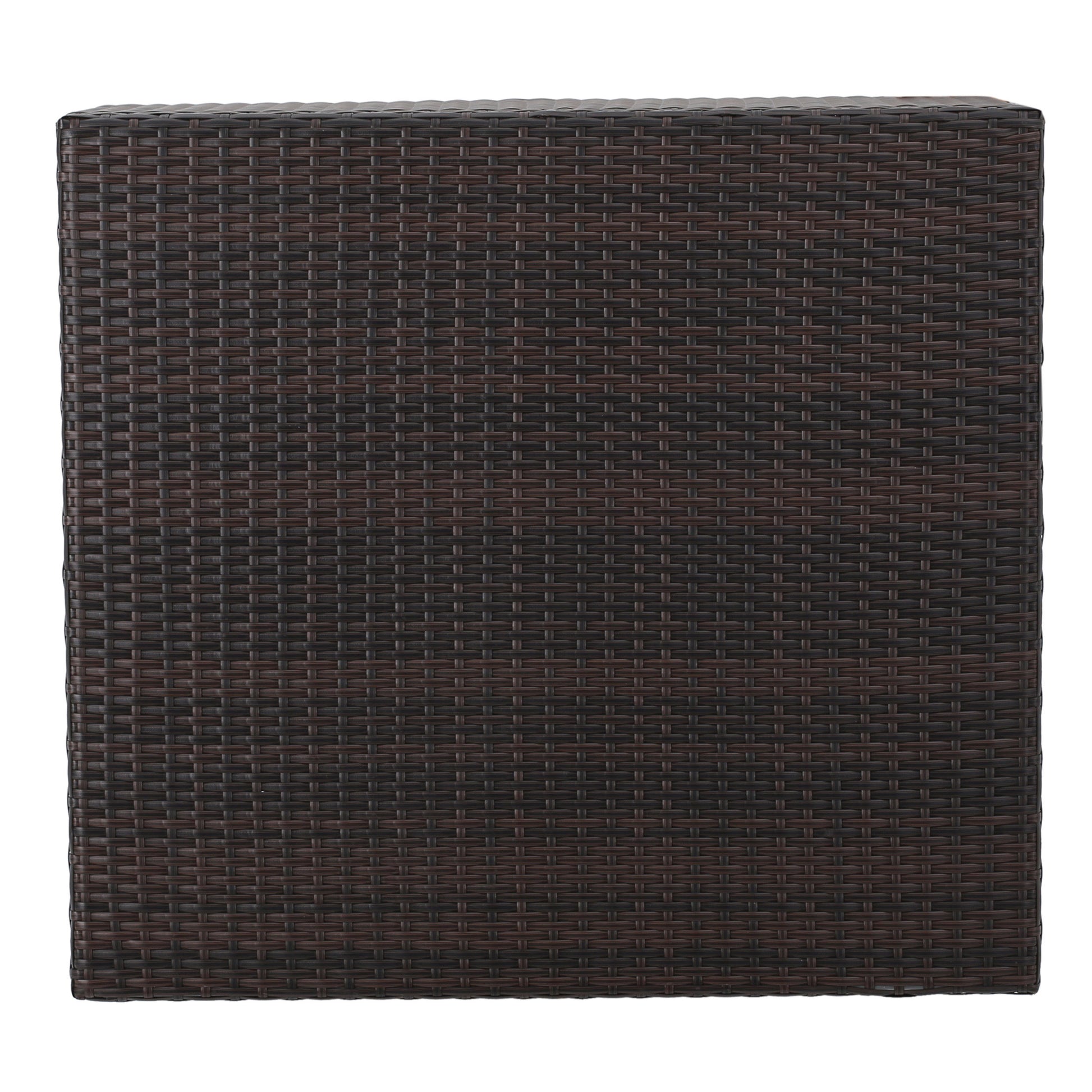 Dark brown woven plastic cube ottoman