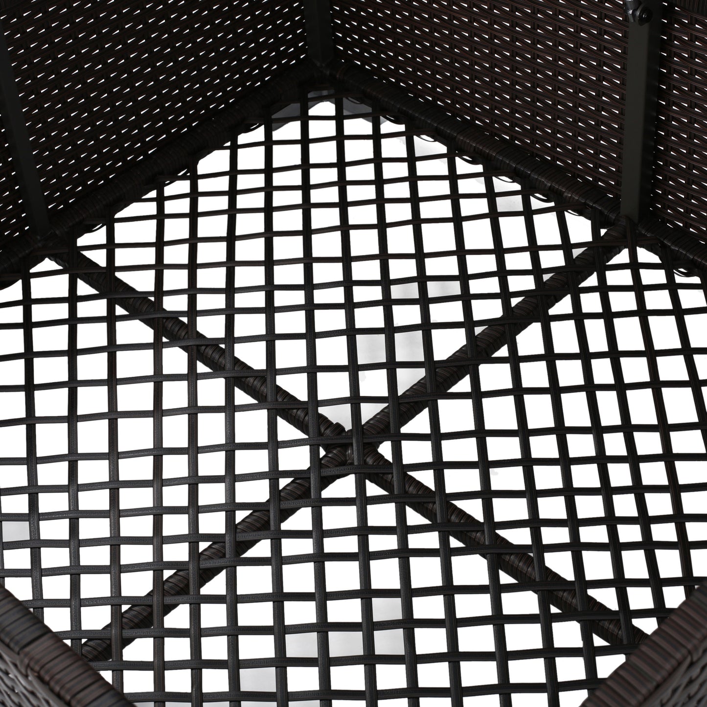 Woven wicker outdoor chair seat detail
