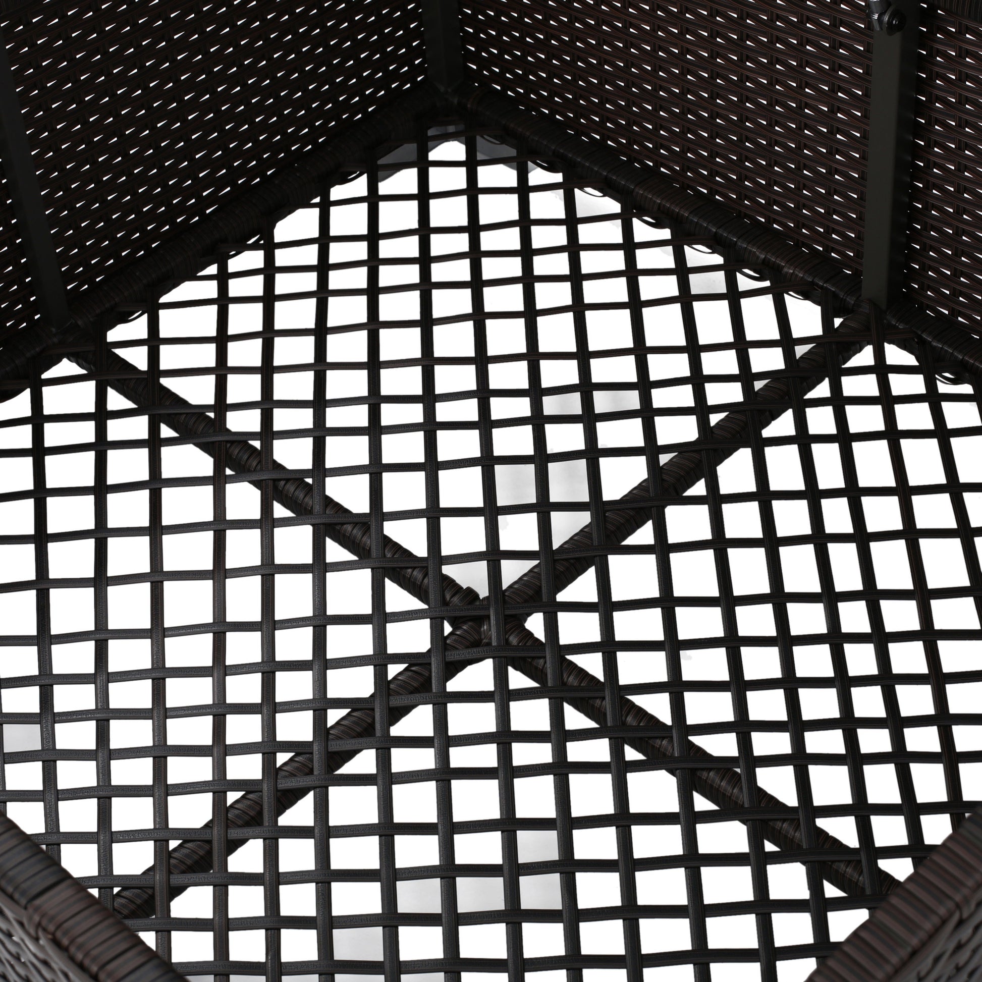 Woven wicker outdoor chair seat detail