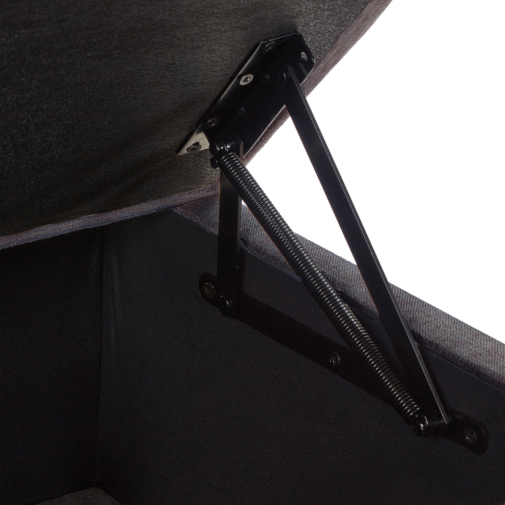 Dark grey ottoman lid hinge with black spring mechanism