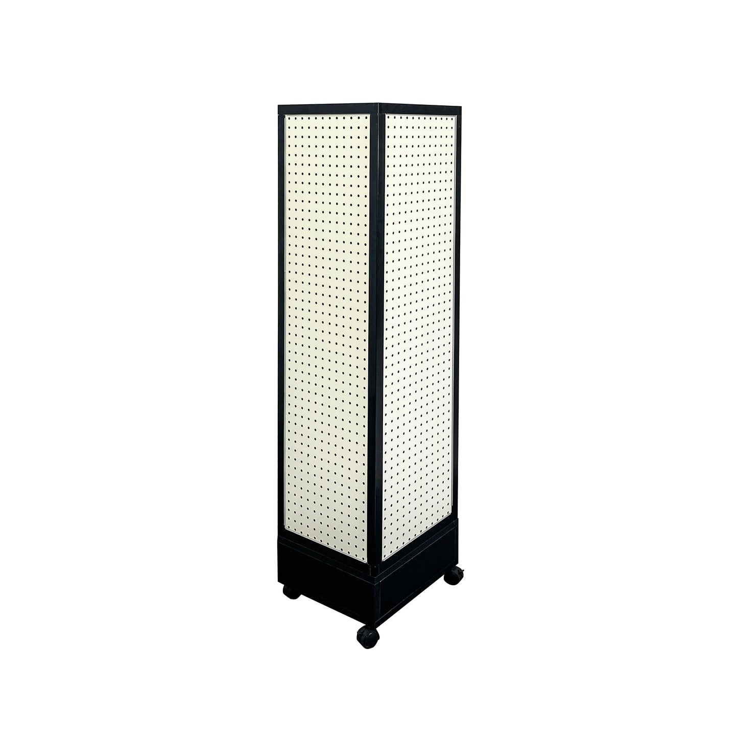 Foursided rotating pegboard display with casters for retail