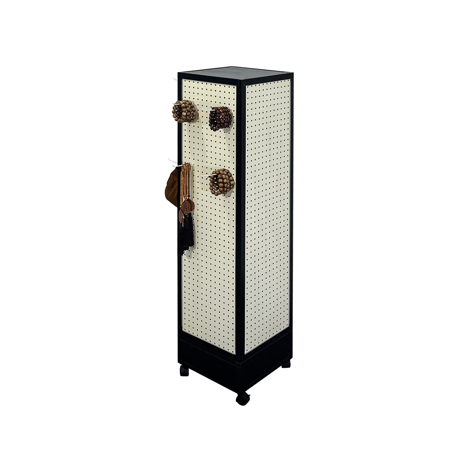 Rotating pegboard display stand with jewelry