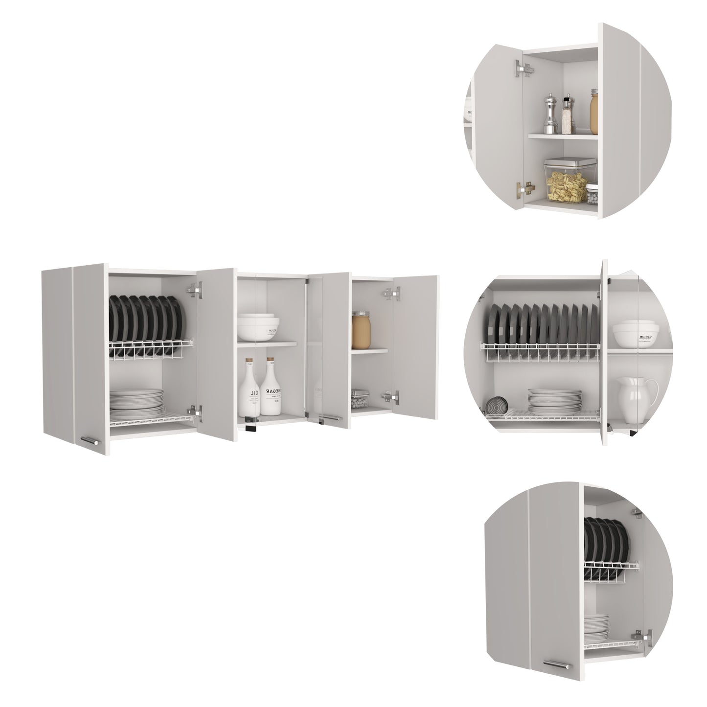 White kitchen cabinet with plate rack