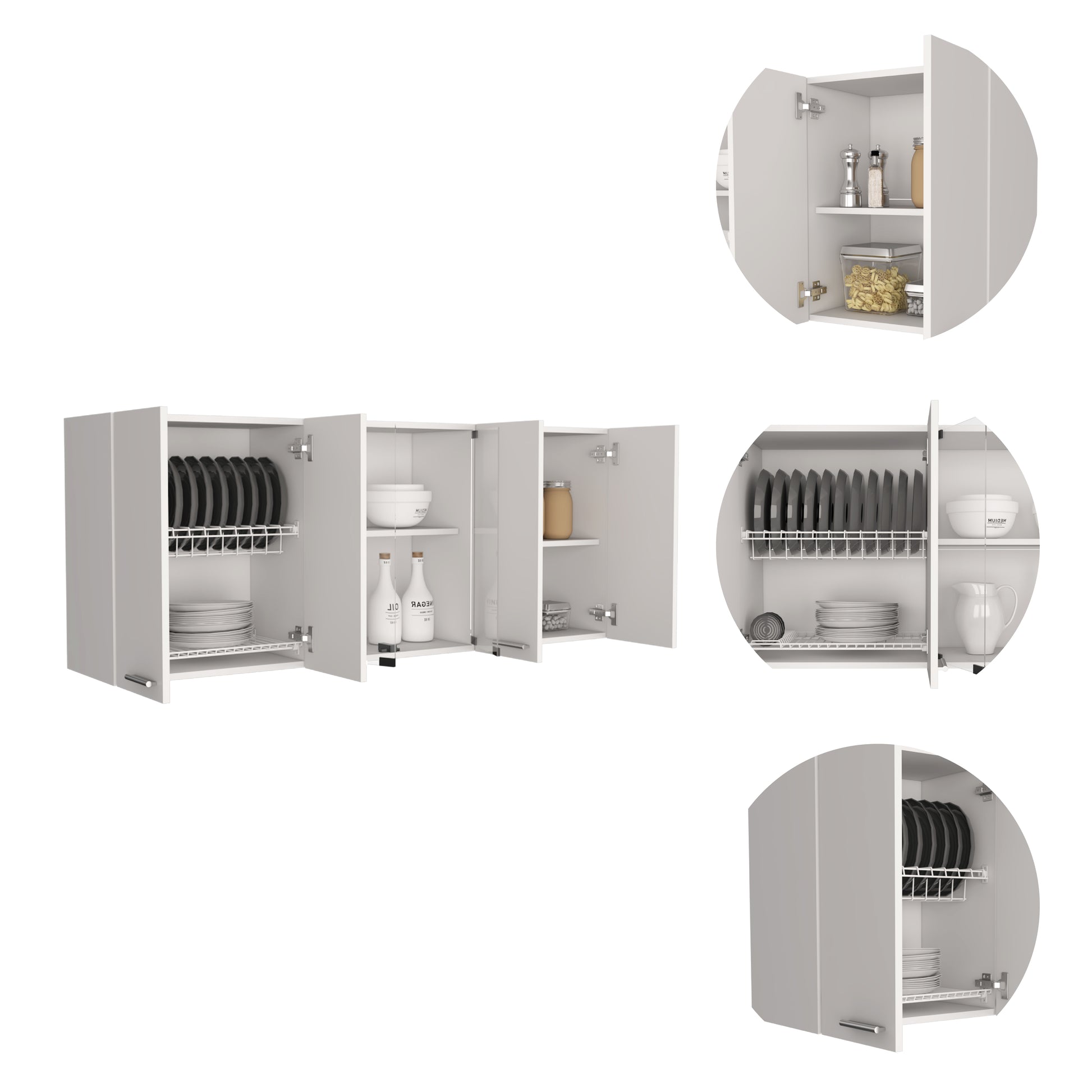 White kitchen cabinet with plate rack