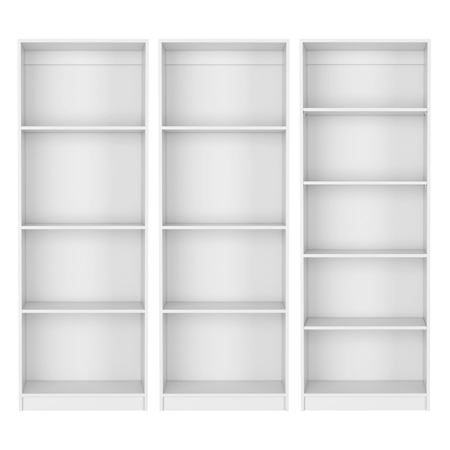 White modular shelving unit with five shelves
