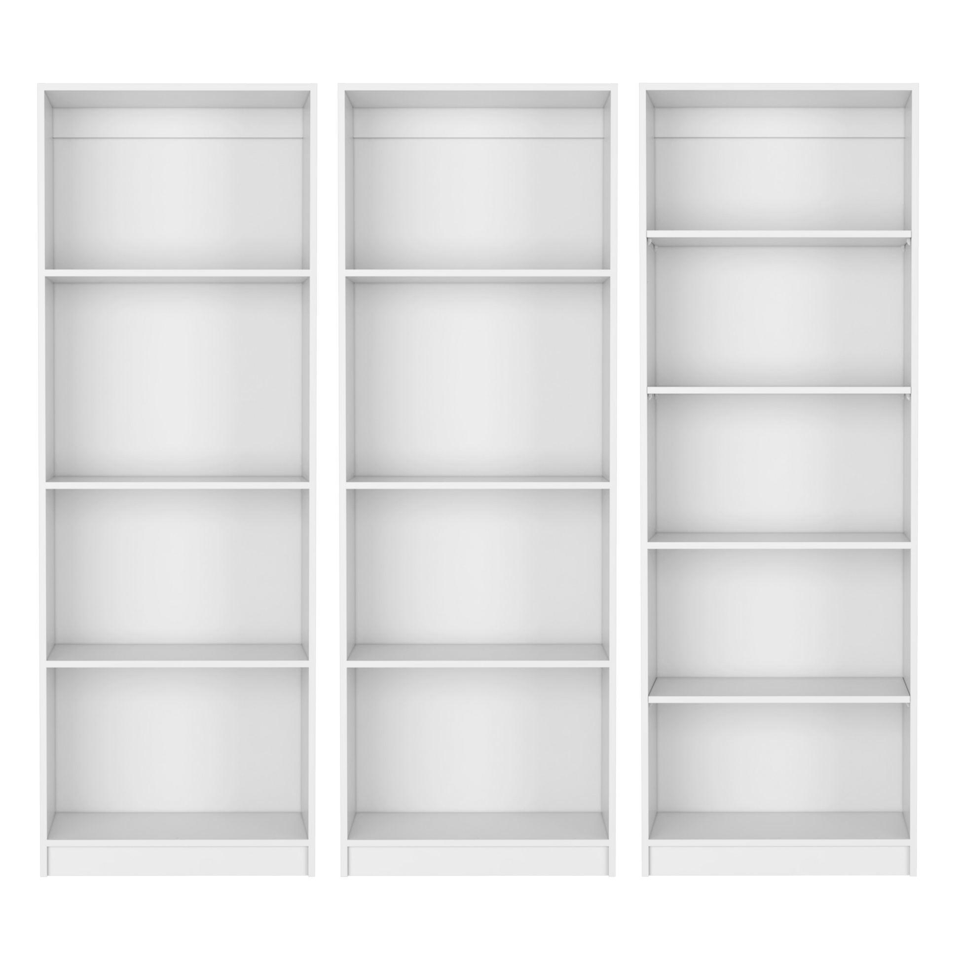 White modular shelving unit with five shelves
