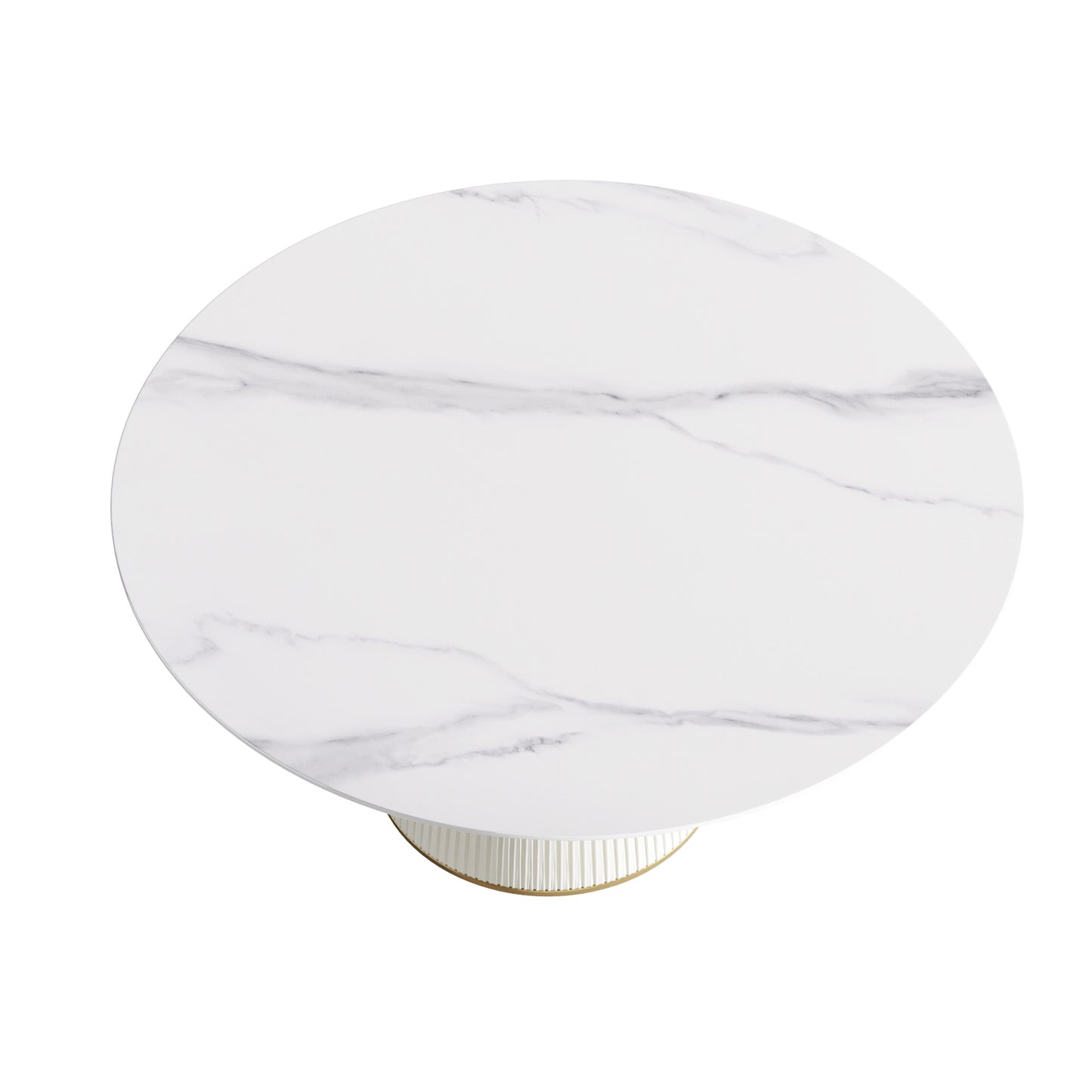 White marble coffee table with a fluted base