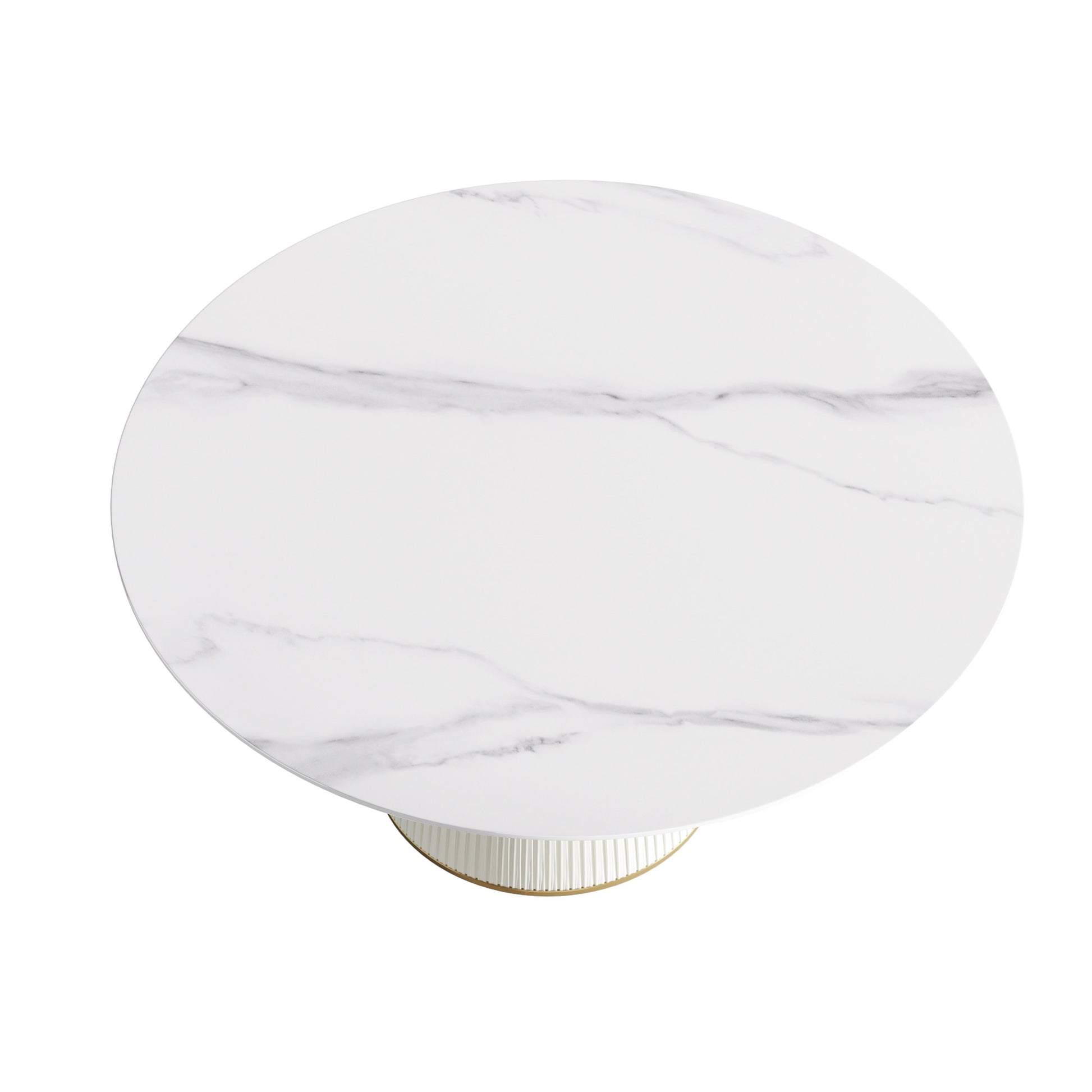 White marble coffee table with a fluted base