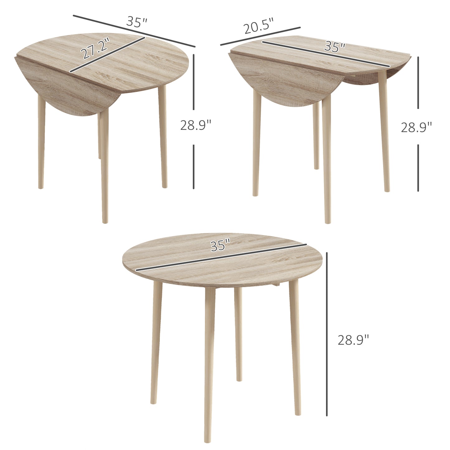 Light oak wood drop leaf dining table