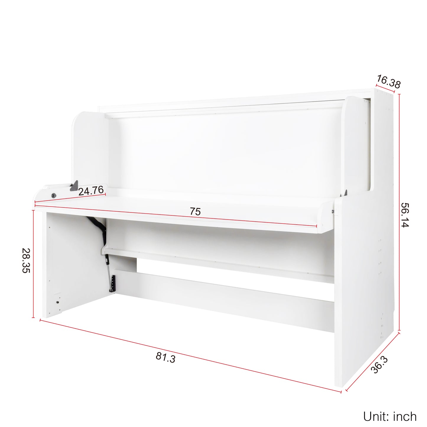 White modern writing desk with shelf and open hutch design