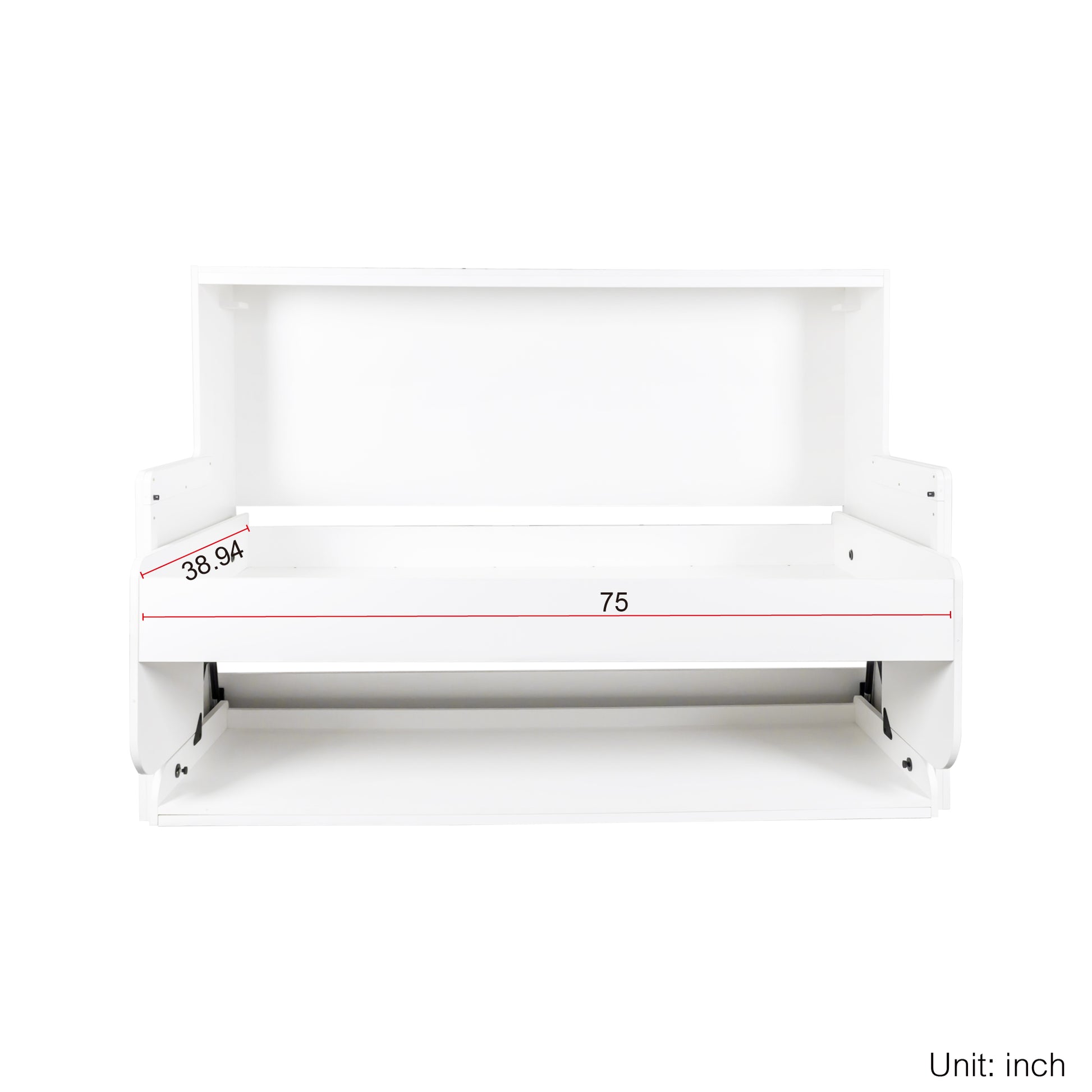 White wallmounted desk open with dimensions