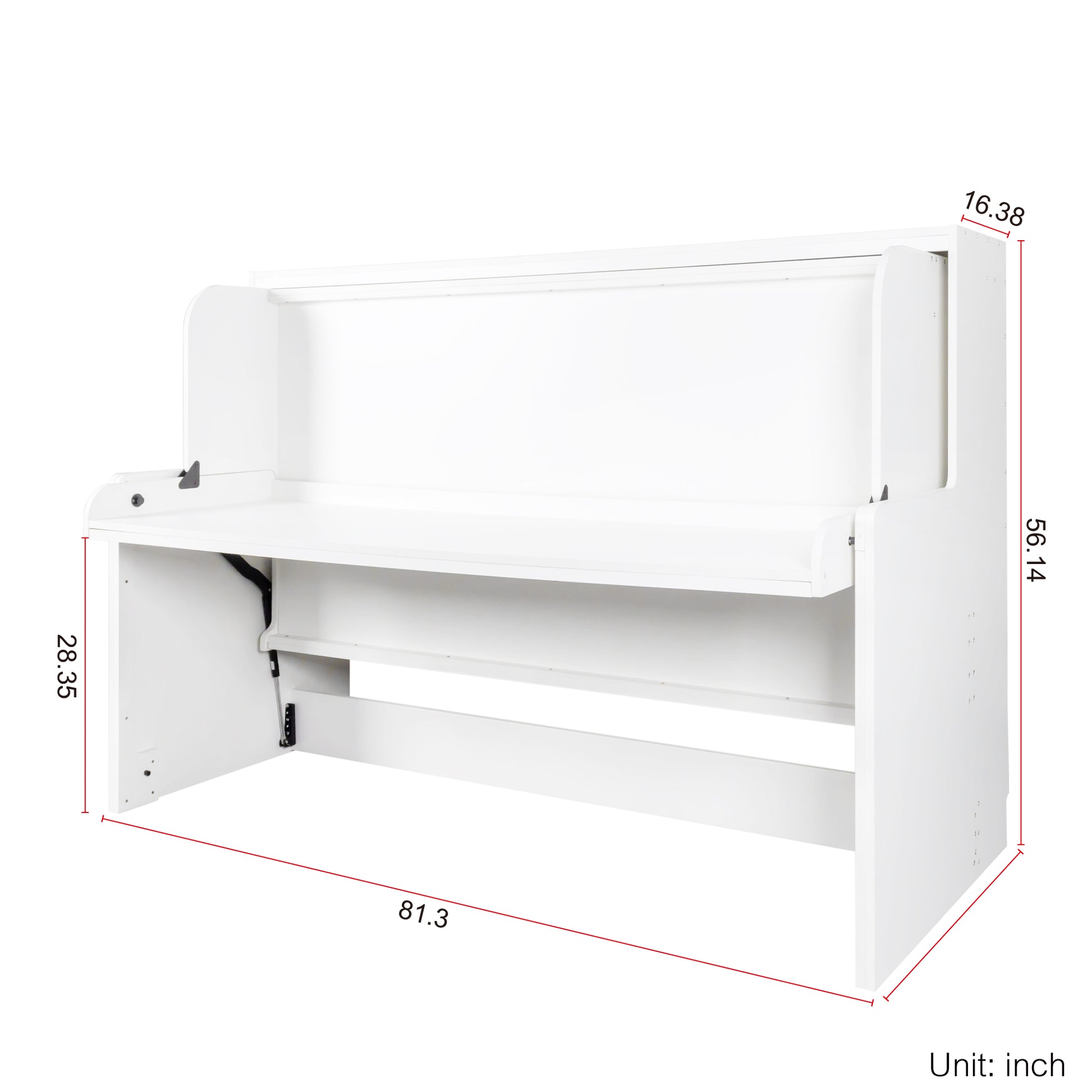 White modern writing desk with shelf