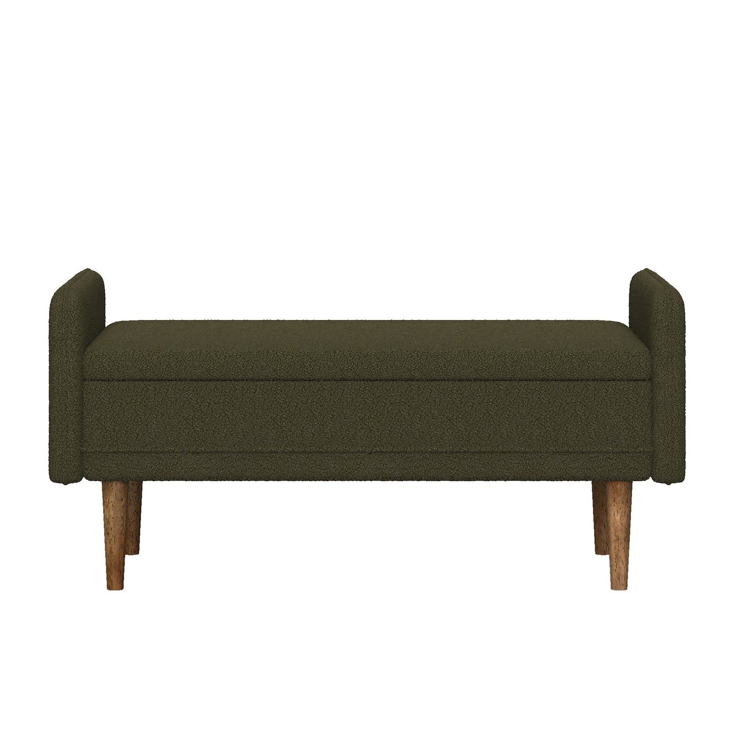 Dark green textured bench with tapered wooden legs