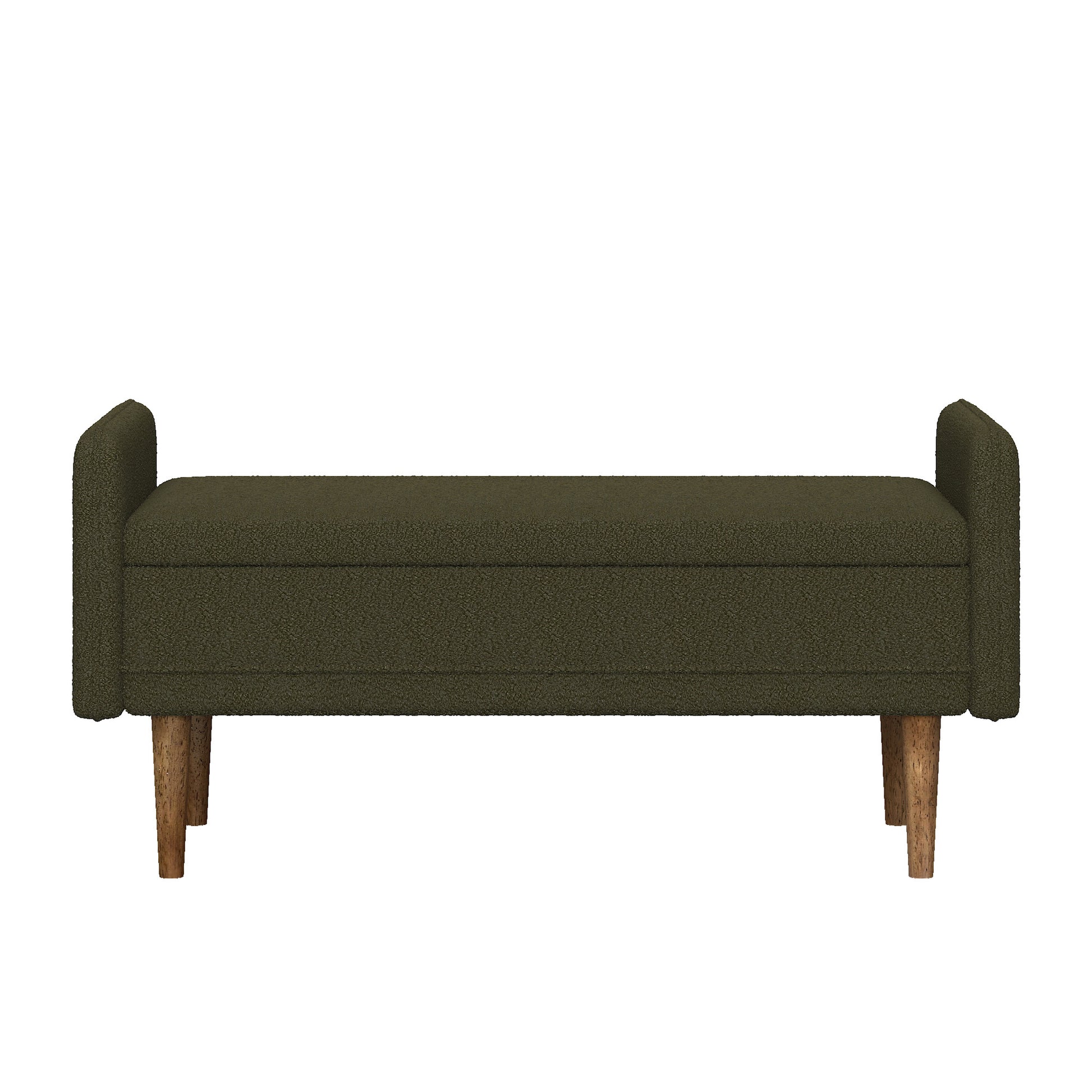 Dark green textured bench with tapered wooden legs