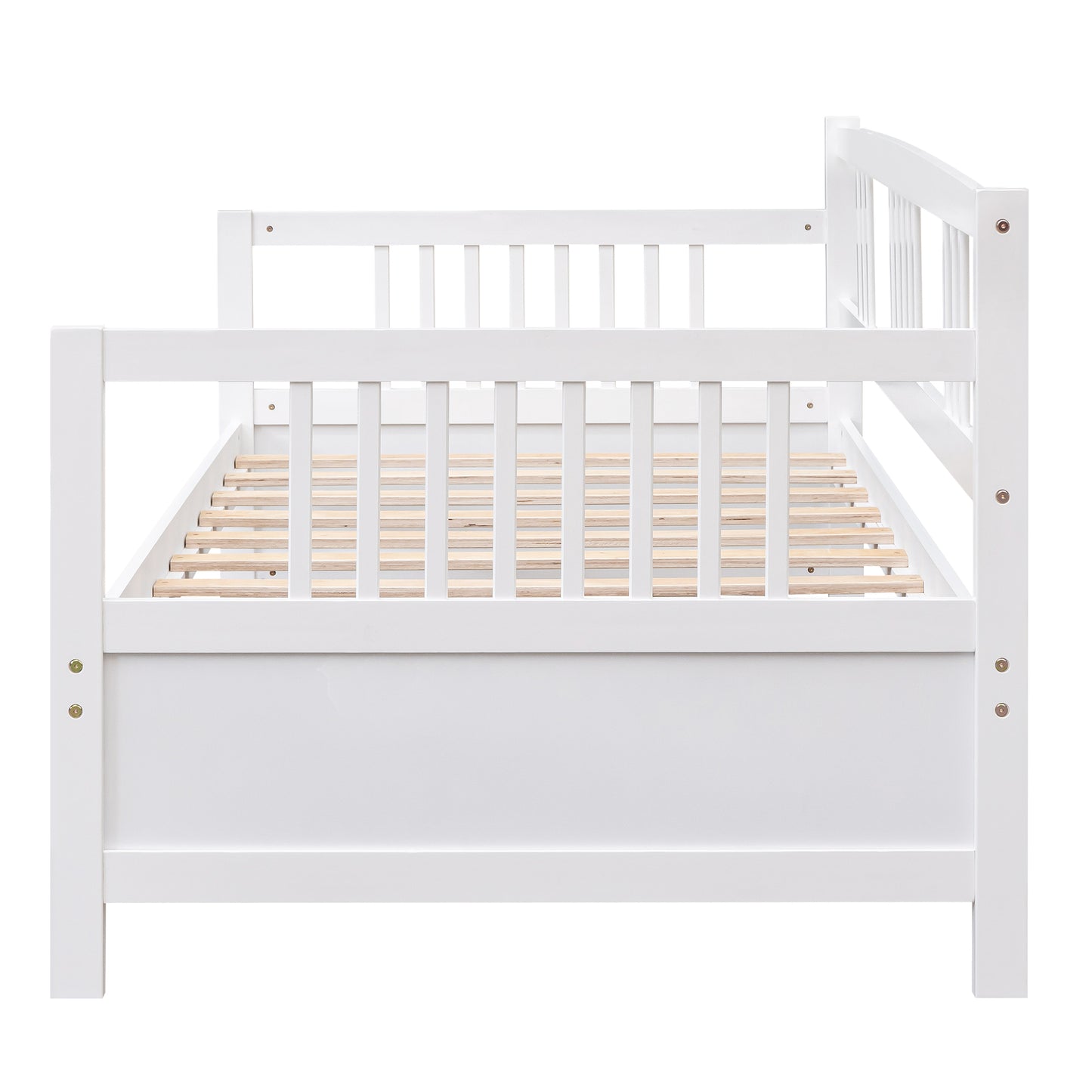 White wooden daybed with slatted base ideal for small spaces