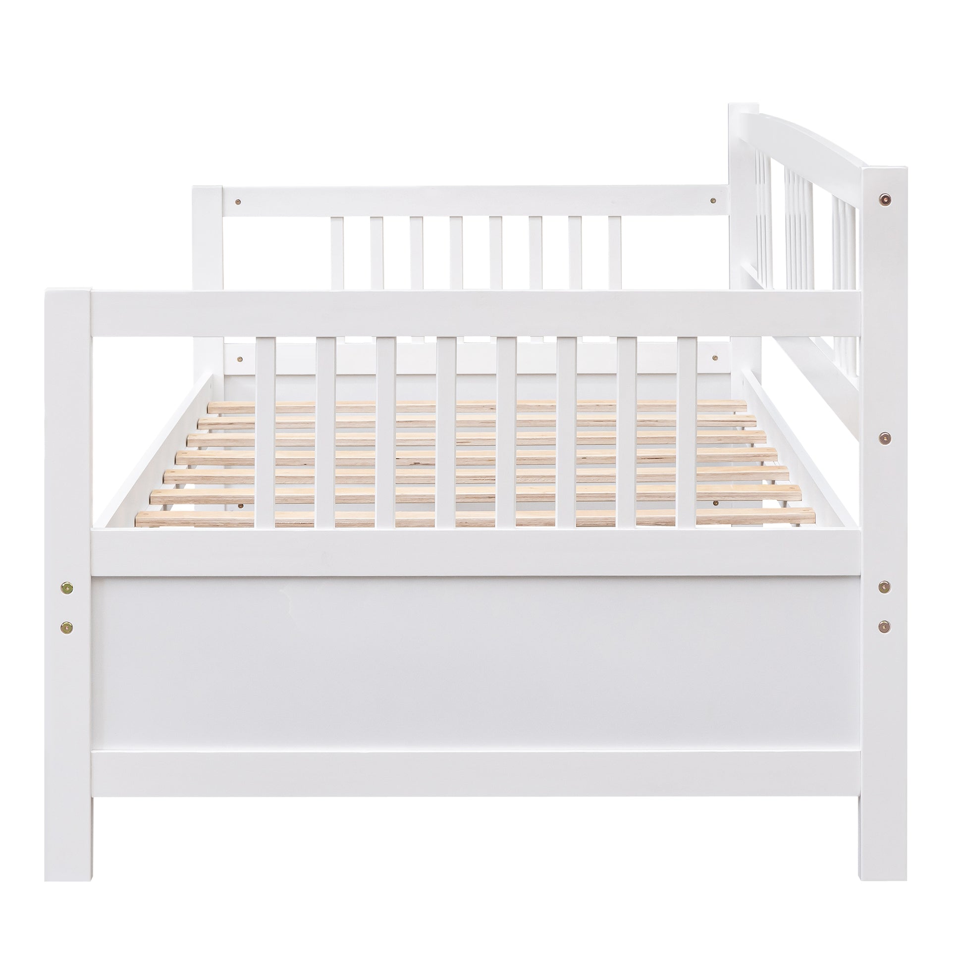 White wooden daybed with slatted base ideal for small spaces