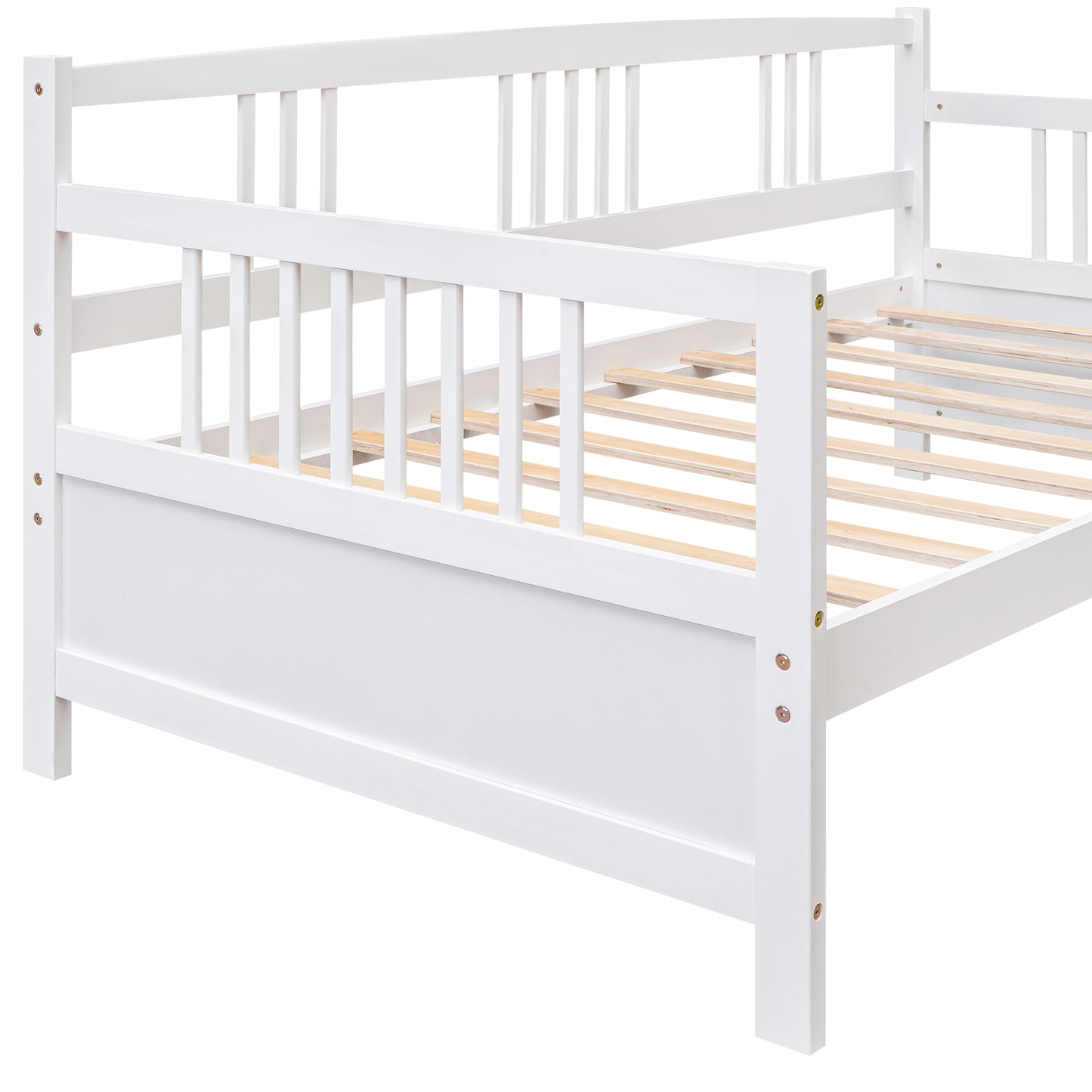 White wooden daybed with slatted base