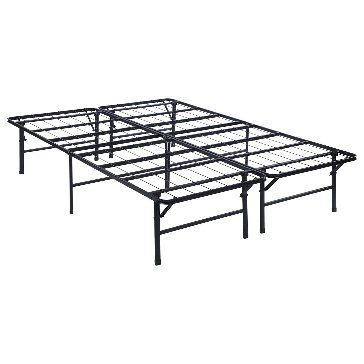 Black metal king size bed frame with foldable legs