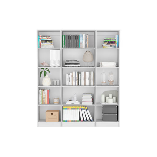TREATLIFE HOME 3 Piece Living Room Set with 3 Bookcases, Generous Shelving, Compact Design, Contemporary Elegance, White