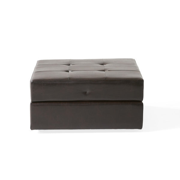 Dark brown tufted leather ottoman for sale