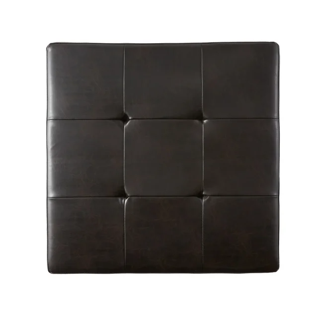 Dark brown tufted faux leather headboard