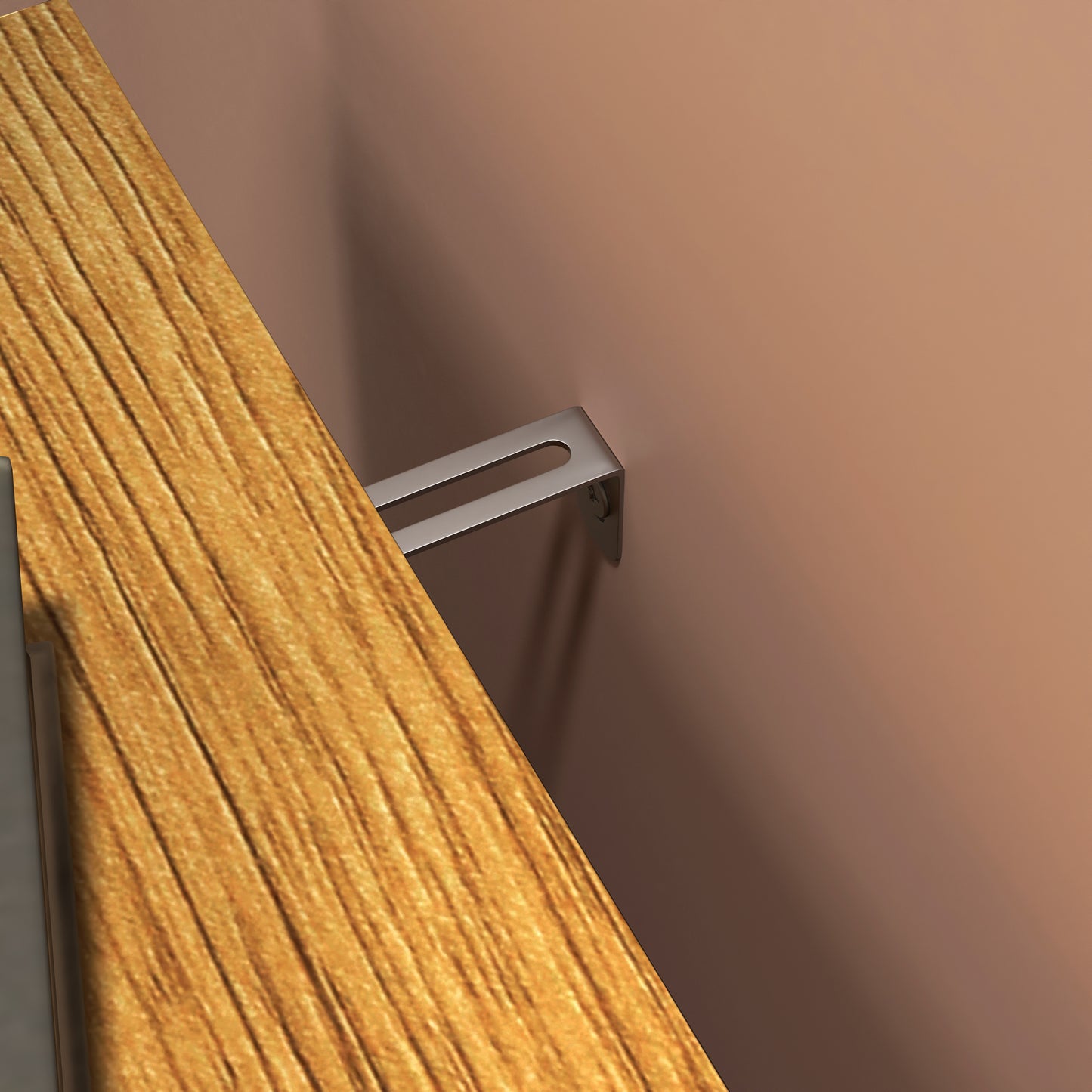 Brushed nickel Lbracket shelf support