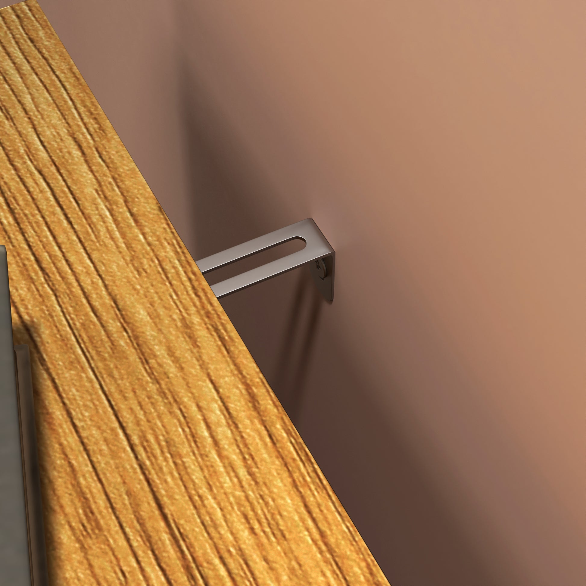Brushed nickel Lbracket shelf support