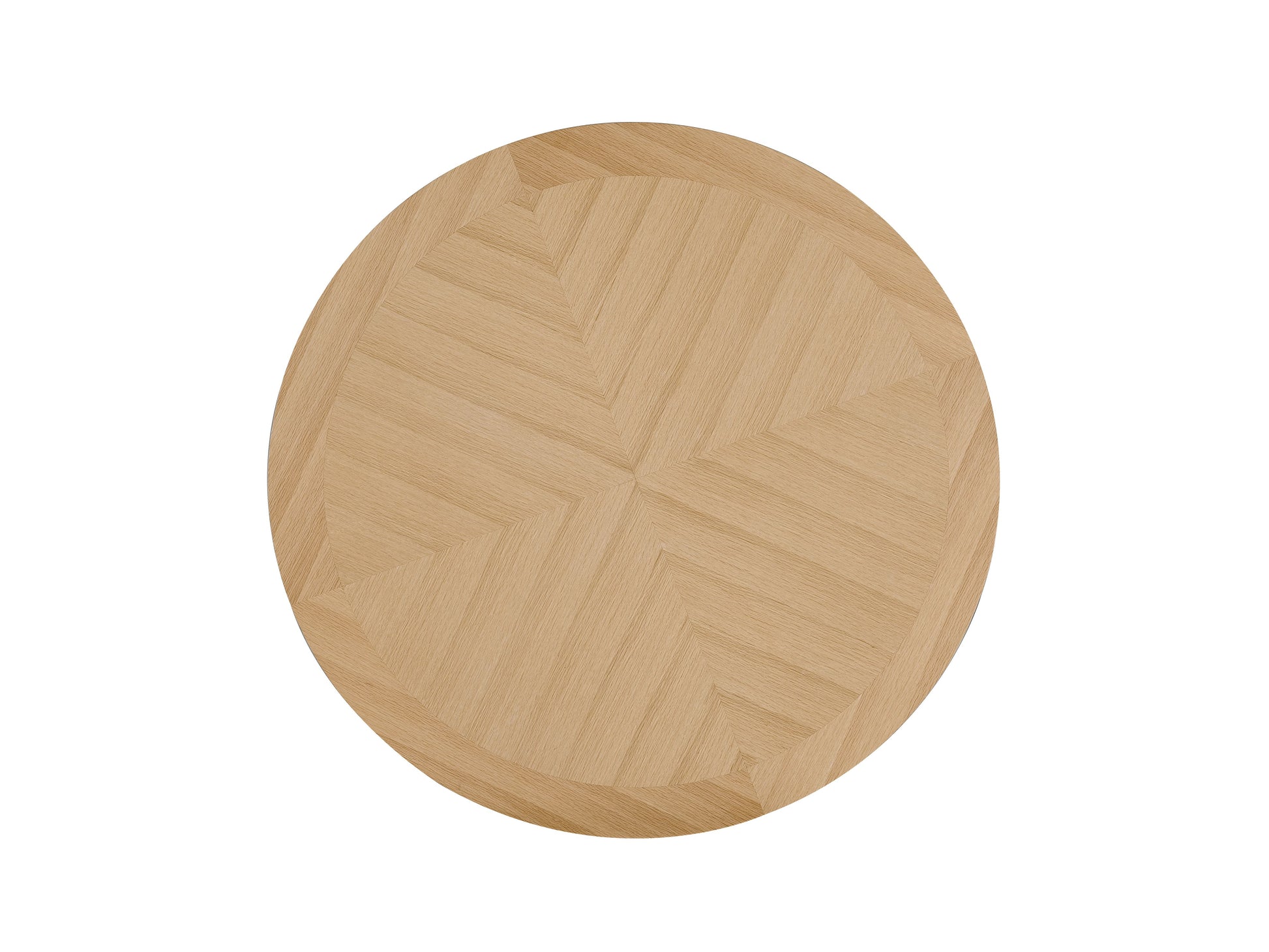 Light oak round dining table top with parquet inlay