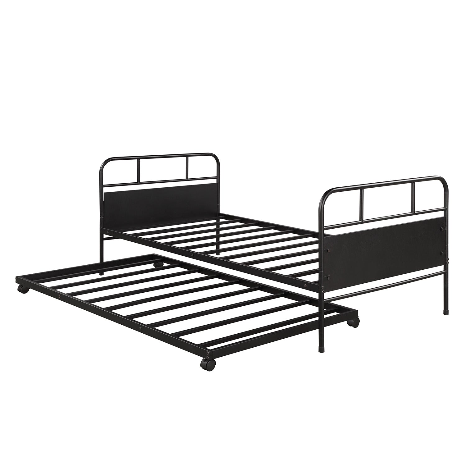 Black metal twin daybed with pullout trundle
