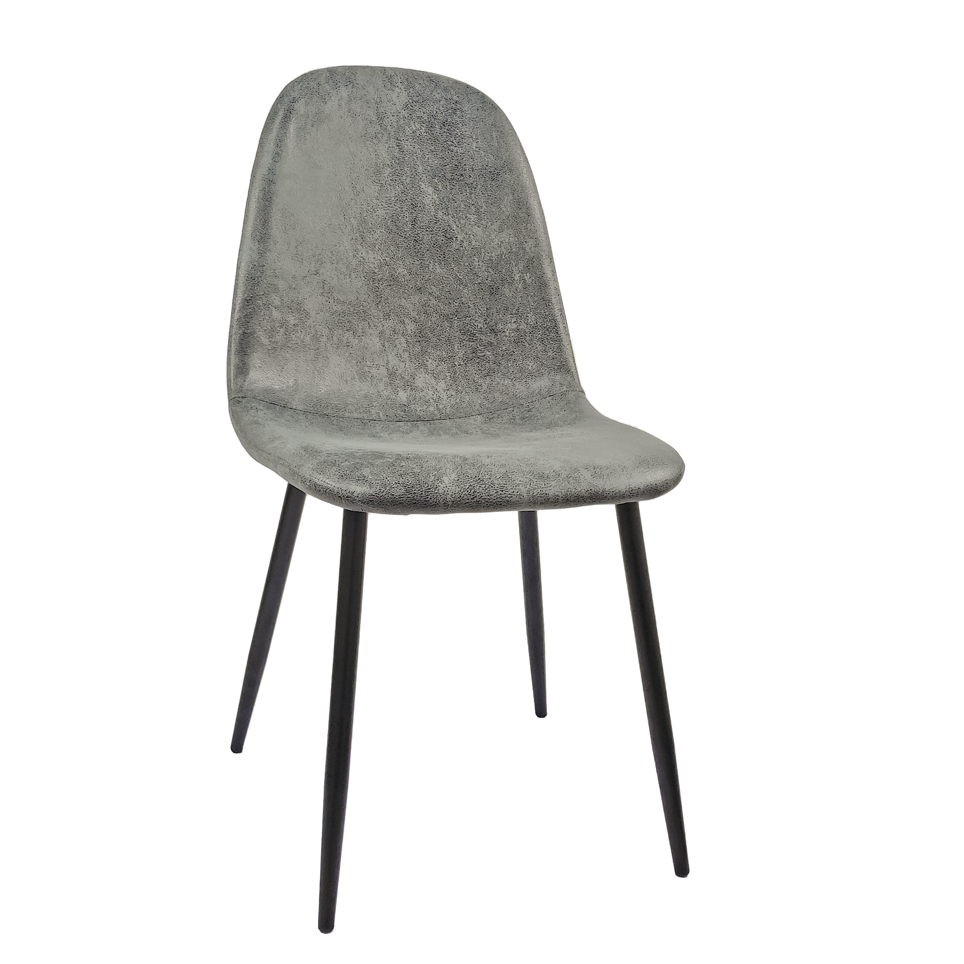 Textured grey dining chair with black metal legs
