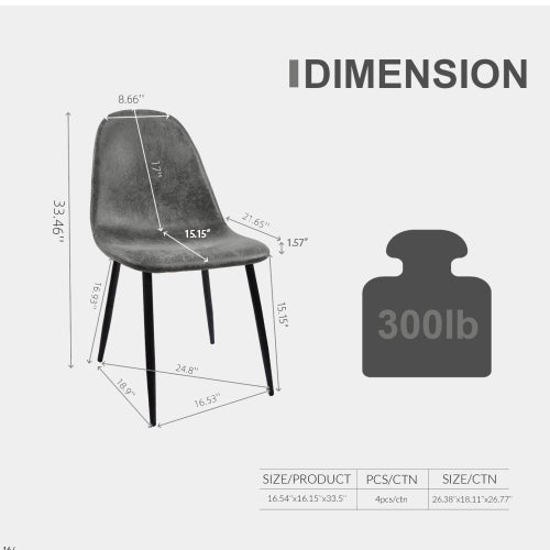 Gray fabric dining chair dimensions  H