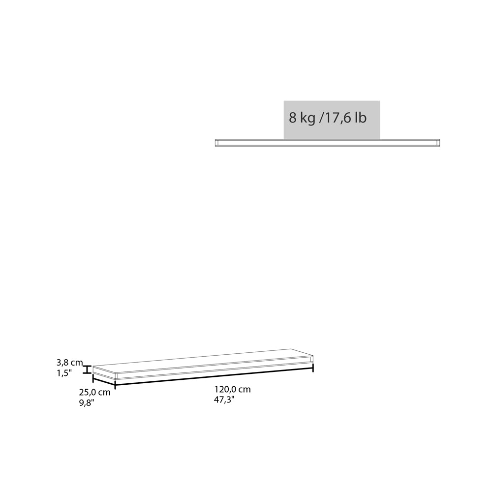 Wooden shelf with dimensions cm x cm