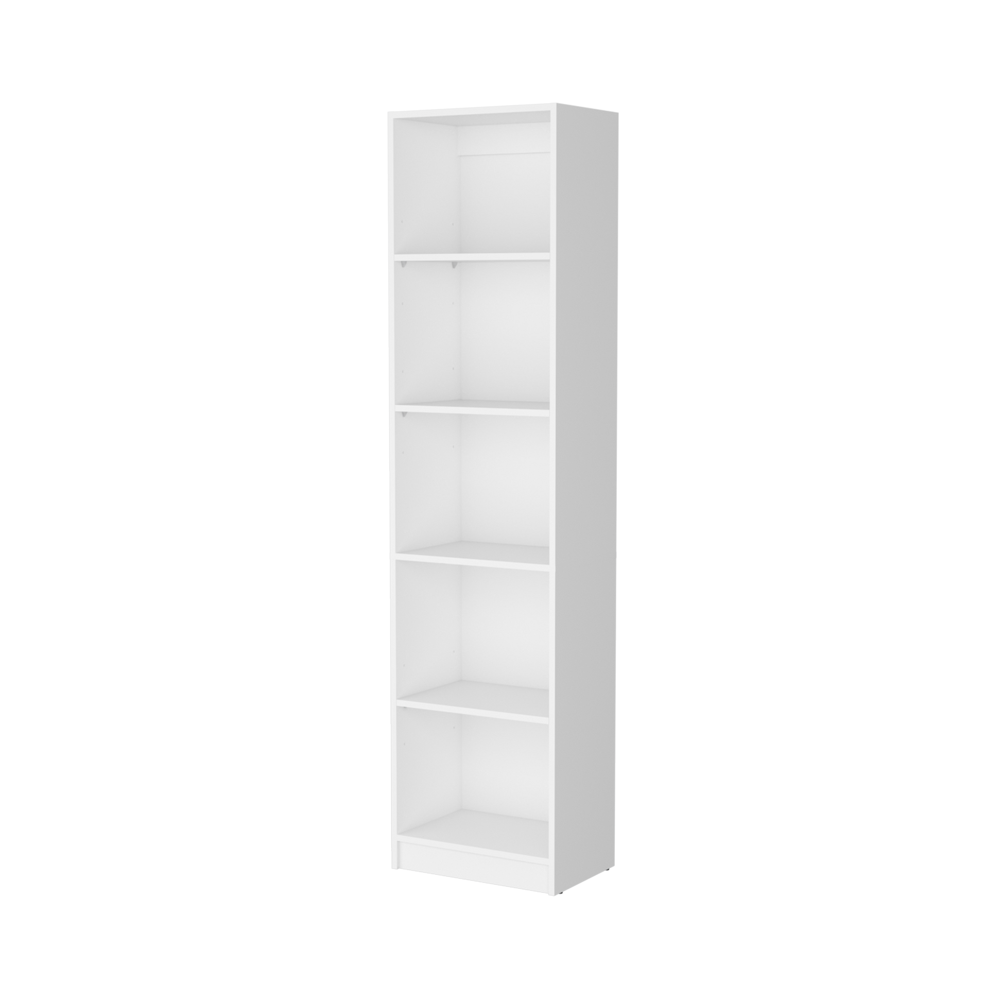 Tall white bookshelf with  shelves