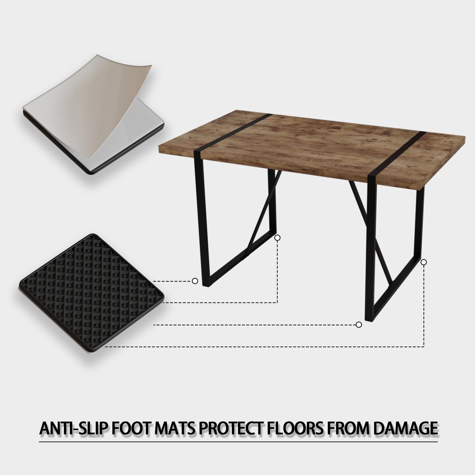 Black textured antislip foot mats for furniture legs