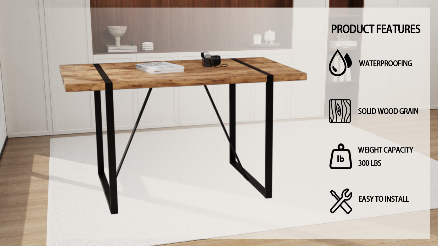 Rustic natural wood dining table with black metal legs perfect for modern kitchens