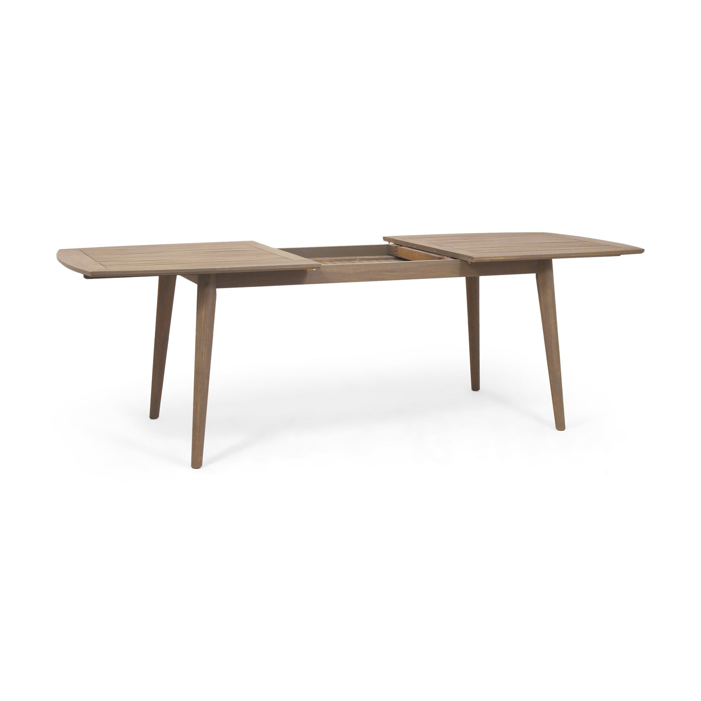 Wooden slatted extension dining table