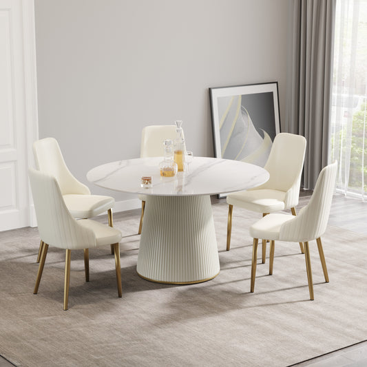 Cream velvet dining chairs with gold legs