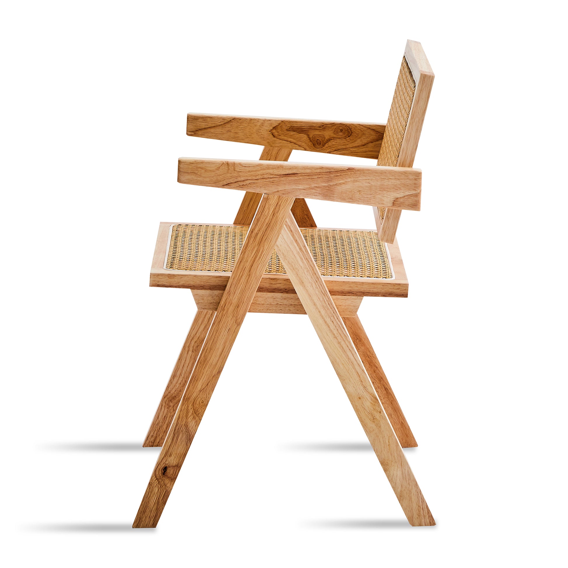 Natural wood accent chair with woven seat