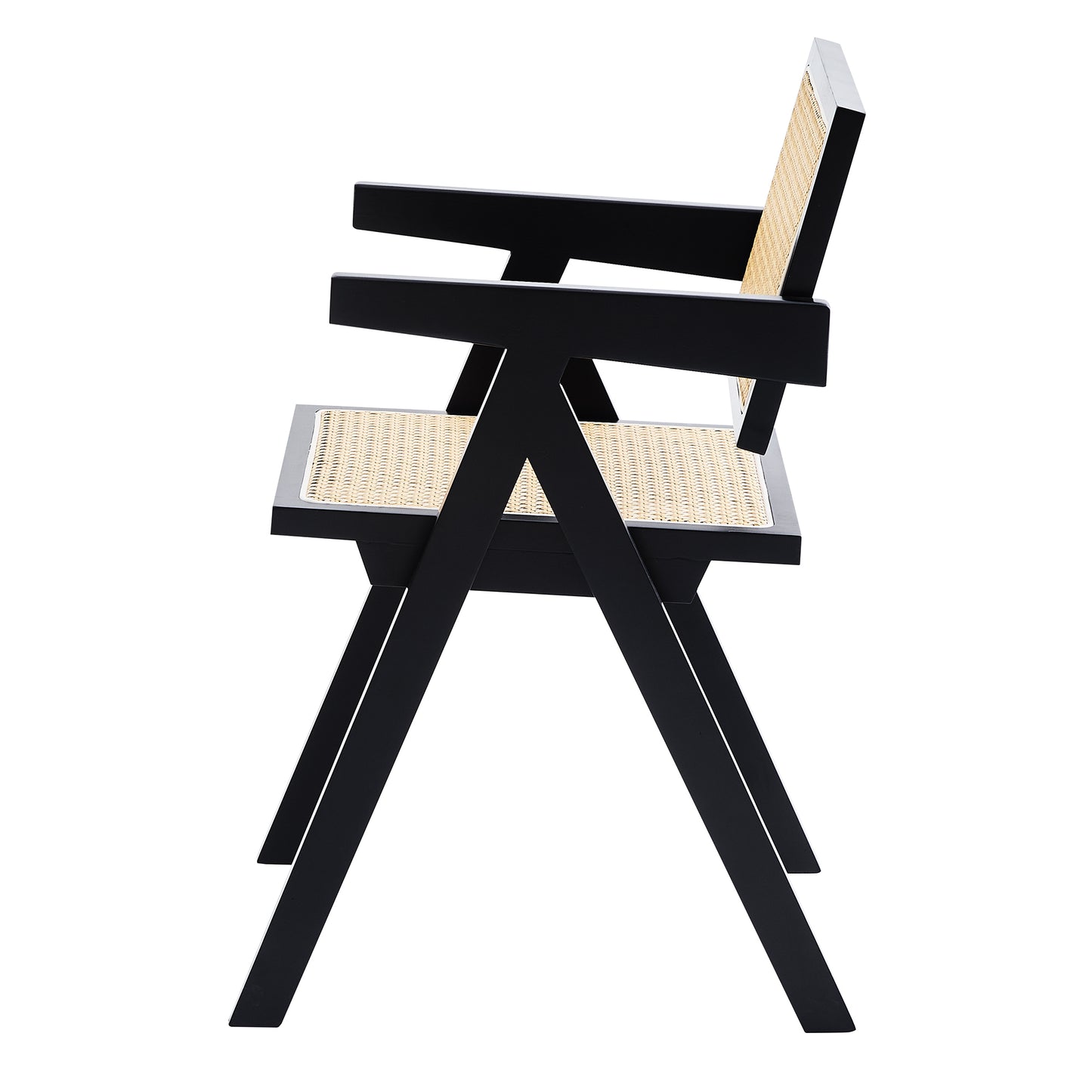 Black cane armchair with modern design