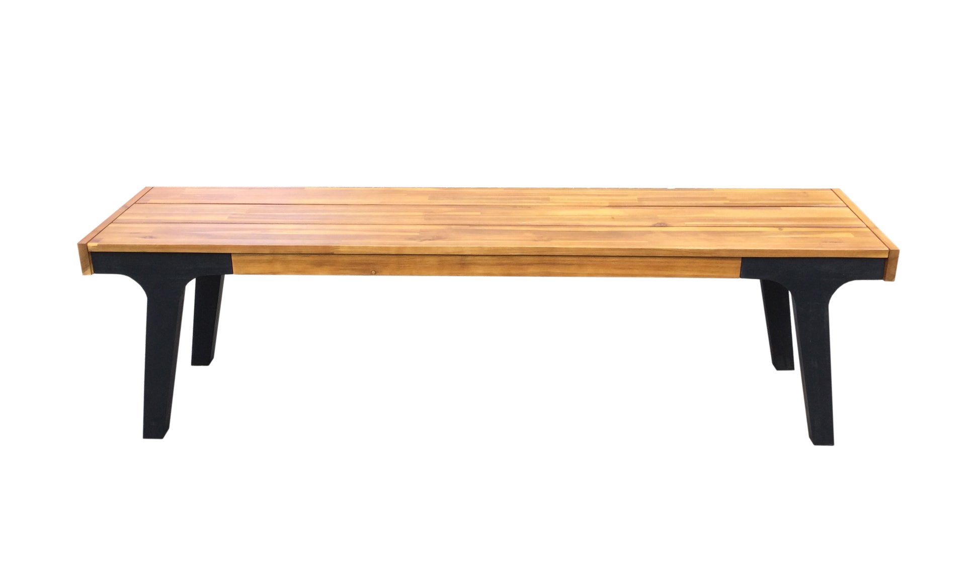 Modern oak bench with black metal legs